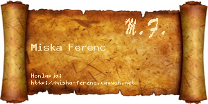 Miska Ferenc névjegykártya